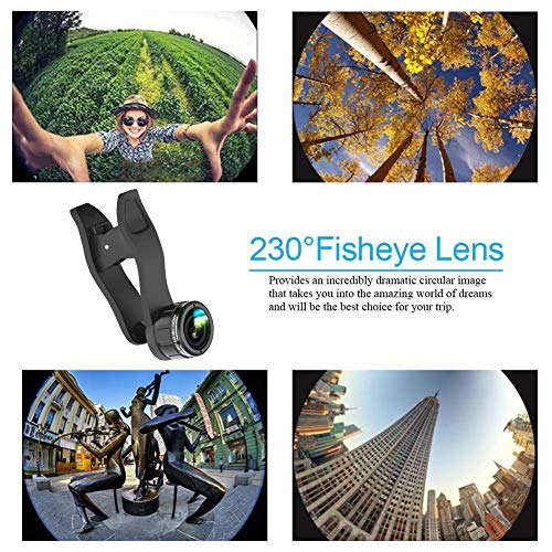 Cell Phone Camera Lens Kit, 5 in 1 iPhone Photography Lens Kit Smartphone Video Lens for iPhone, Android - 0.5X Wide Angle Lens+15x Macro Lenses +230° Fisheye Lens +CPL +Star Filter Lens - Thumbnail 2