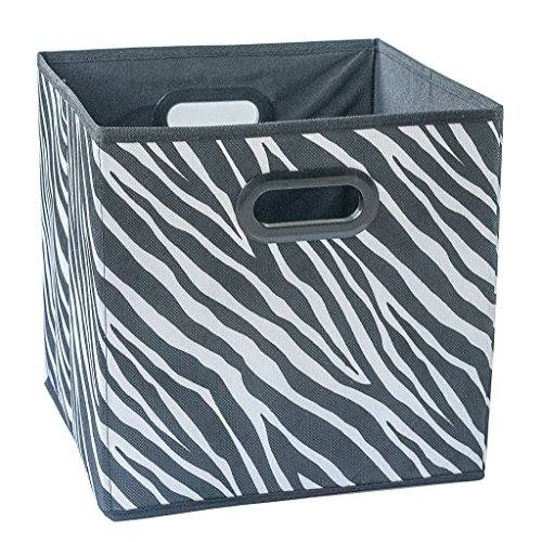 [10 Pack-Zebra Pattern] Large Storage Bins, Containers, Boxes, Tote, Baskets| Collapsible Storage Cubes For Household Offices Organization |Nursery Cubes| Dual Plastic Handle Storages Drawer - Thumbnail 5
