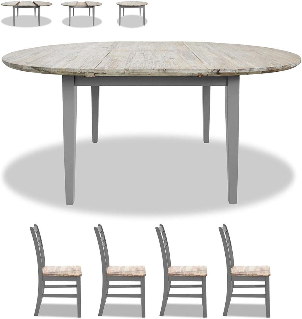 Florence large dove grey extending dining table and 4 country style