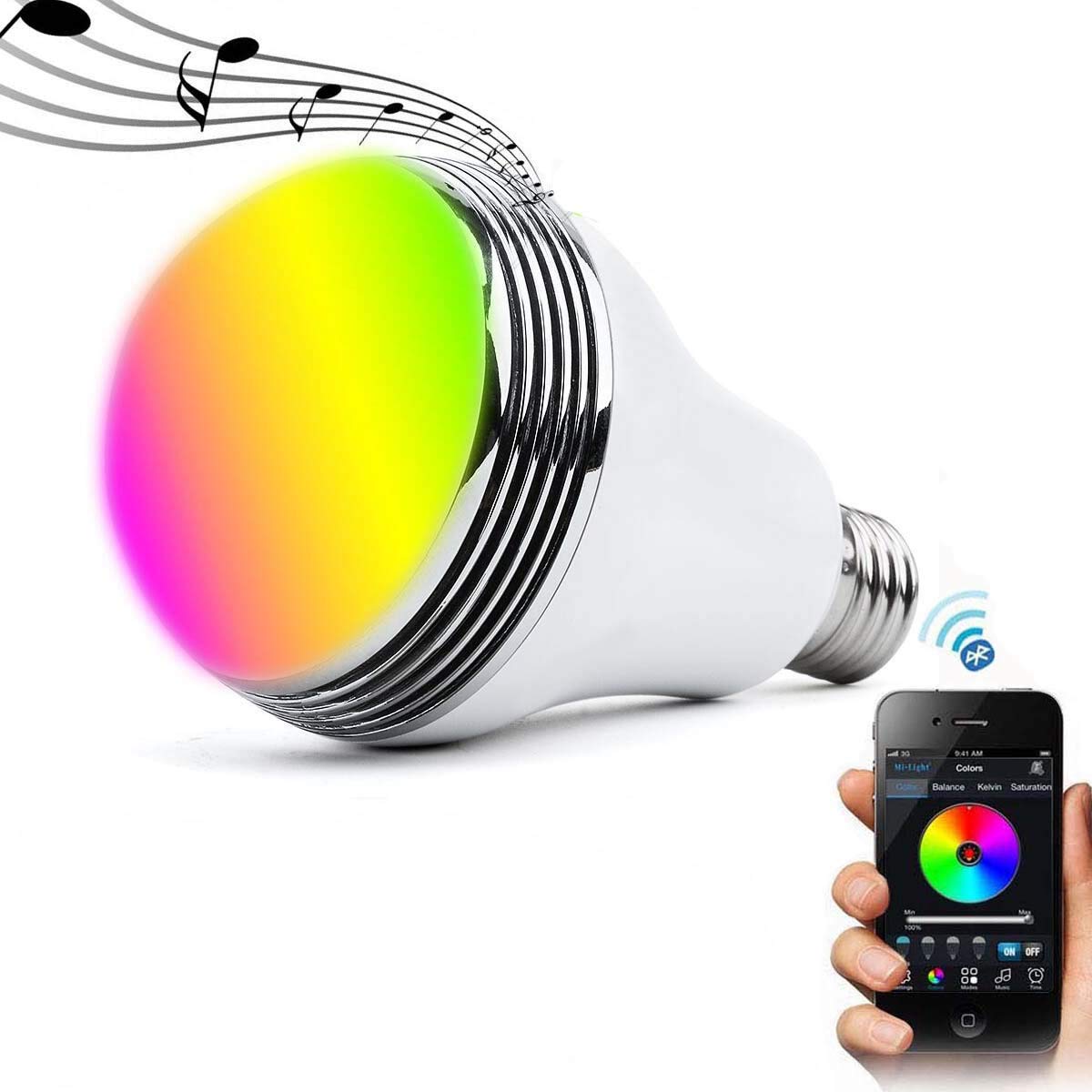 Smart Bulb with Bluetooth Speaker 8W RGBW Color Changing LED Light Bulb