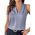 EVALESS Womens Pleated Tank Tops V Neck Casual Sleeveless Blouses Summer Basic Vest Shirt