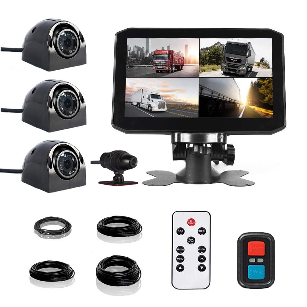 Photo 1 of VSYSTO 4CH Backup Camera, 7.0'' Monitor Truck Dash Cam Vehicle DVR Front & Sides & Rear VGA Camera for Semi Trailer Truck Van Tractor RV with Infrared Night Vision Lens