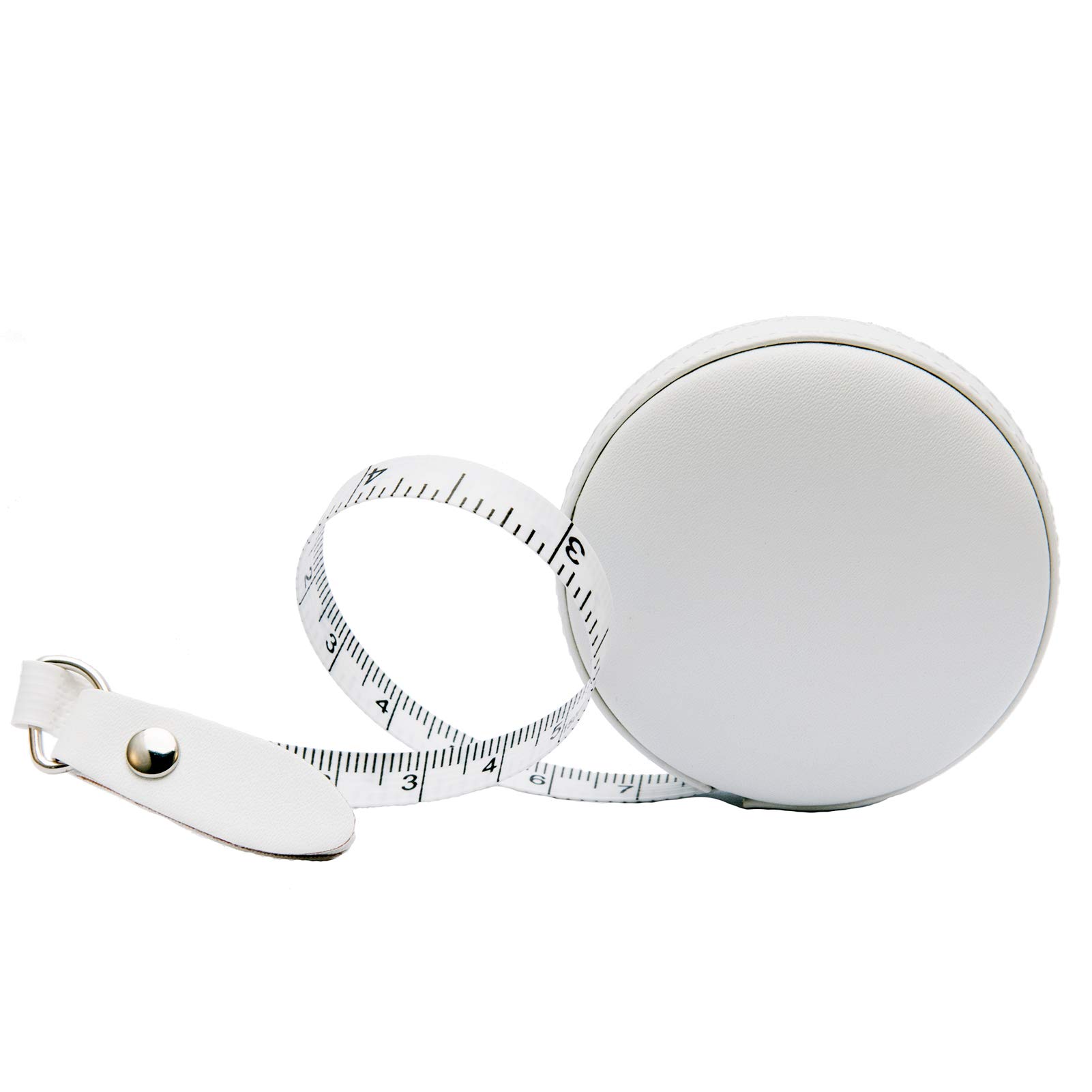 Tape Measure Leather Retractable, 60 Inch/1.5 Meter Long Small Sewing Tape Measure for Tailors and Designers (White)