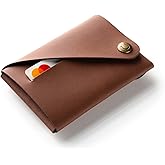 Crazy Horse Craft Slim Front Pocket Wallet, Minimalist Business Credit Card Holder for Men and Women, Recycled Italian Leather Coin Pouch, Classic Brown
