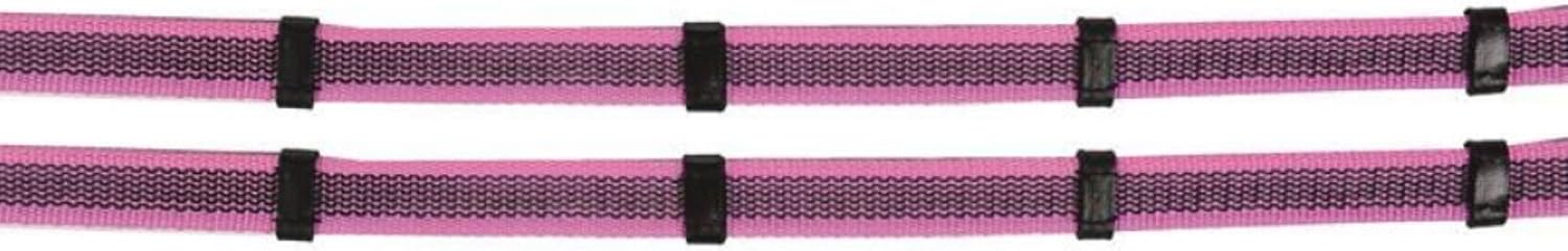 HKM 4057052323393 Reins Weaved with Rubber Colour 9139 Black/Pink Thoroughbred