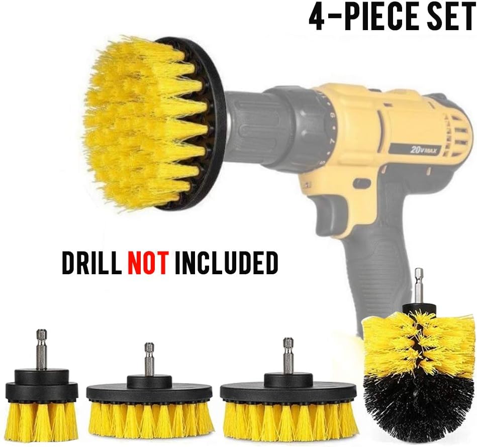 Drill brush 4Pcs Scrub Brush Drill Attachment Kit,Time Saving Kit And Power Scrubber Cleaning Kit, For Car, Bathroom, Wooden Floor, Laundry Room Cleaning  (Yellow)