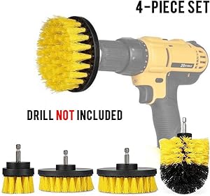Drill brush 4Pcs Scrub Brush Drill Attachment Kit,Time Saving Kit And Power Scrubber Cleaning Kit, For Car, Bathroom, Wooden Floor, Laundry Room Cleaning  (Yellow)