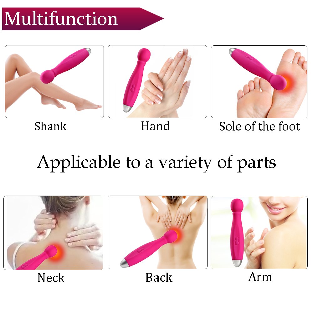 Wand Massager Electric Cordless - 9 Powerful Vibration Patterns USB Rechargeable Personal Body Massager Handheld for Muscle Aches & Sports Recovery (Rose)