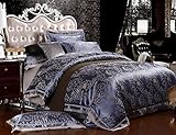 Home silk bedding set Queen King size 4pcs Noble Palace Luxury bed linen tribute silk satin jacquard duvet cover sheet bedclothes King Size No 01 HT 7 Free Shipping