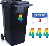 Sara Prints Pack of 3 Wheelie Bin Stickers 17 cm Rainbow Numbers 4 view 2
