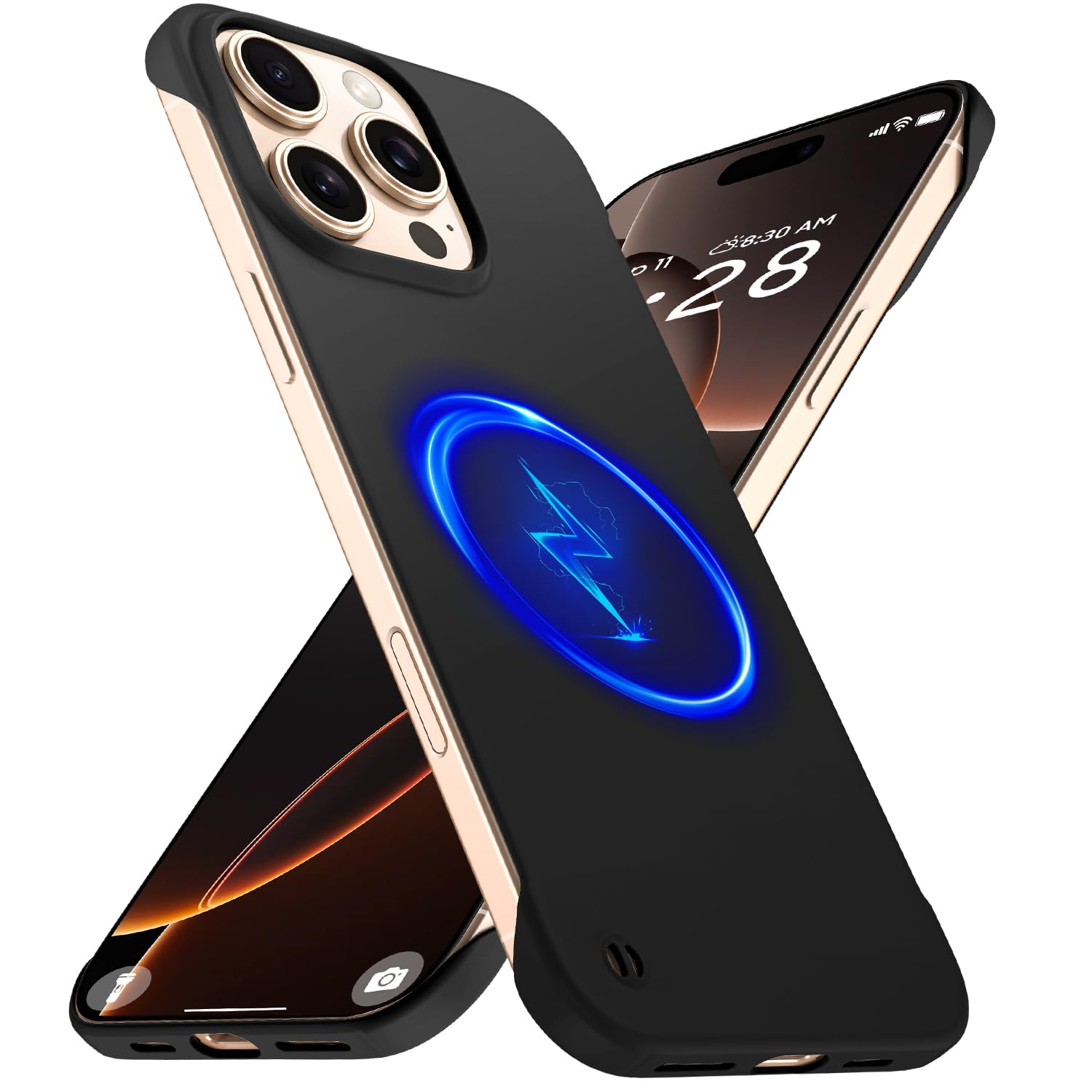 Photo 1 of GRECAZO Magnetic Slim Case Fit for iPhone 16 Pro Max Phone Case 6.9"(2024) Ultra-Thin Lightweight Durable Frameless Matte Hard for MagSafe Cover Case with Pull Ring Shockproof Non Slip Rope-Black