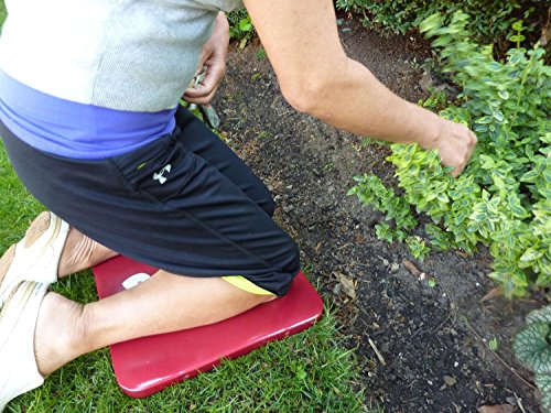 Hongwo Square Foam Garden Kneeling Pad Kneeler Cushion Knee Mat with Handle for Baby Bath, Fitness, Yoga, Gym, Cleaning-13.4"x13.4"x0.8"-Red