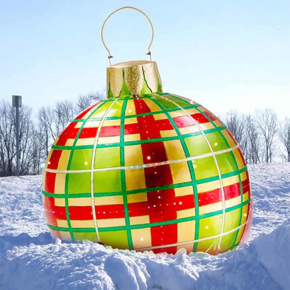 Settoo Christmas Inflatable Ball 60 cm PVC Christmas Tree Bauble Personalised Tree Decoration (with Inflator Cylinder)