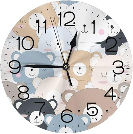 Amazon Co Jp インテリア 掛け時計 可愛い熊ちゃん 壁掛け時計 丸い 飾る時計 連続秒針 サイレント ウォールクロック デジタル コンパクト ウォールクロック 部屋 客室 教室 部屋装飾 贈り物 新築 開業 ホーム キッチン