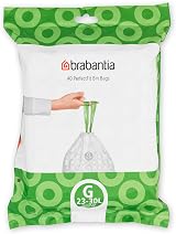 Brabantia PerfectFit Bin Liners Size G 23-30 Litre 40 Bags with Tie Tape