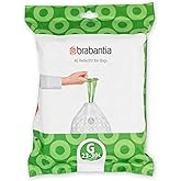 Brabantia 375668 Bin Liners Dispenser Pack, 23/30-Liter | Tie Tape Drawstring Handles, Thick Plastic Trash Bags, Hassle-Free Changing, White With Green Tie Handles