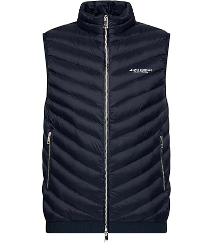 Armani Exchange Men's Full Zip Cotton Vest, Black, X-Small at