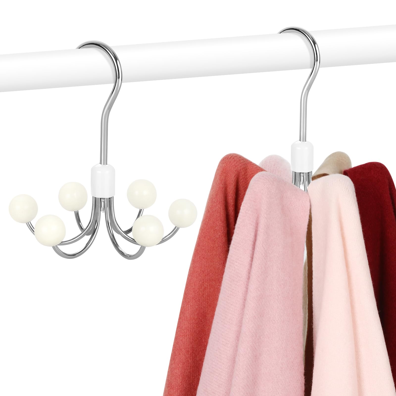 Photo 1 of TOPIA HANGER Hoodie Hangers 2-Pack with 6 Wood Balls, 360°Swivel Purse Hanger, Scarf Hanger, Closet Hooks, Handbag Organizer, Bra Hanger, Accessory Organizers for Scarf, Tanktop, Hat, Hoodie CT43W