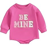 Socutebabe Baby Girl Boy Valentines Day Outfit Cute Heart Sweatshirts Bubble Romper Onesie Valentines Day Toddler Clothes