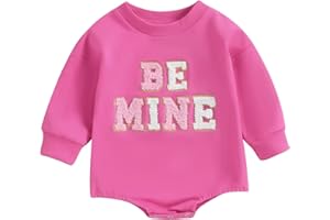 Socutebabe Baby Girl Boy Valentines Day Outfit Cute Heart Sweatshirts Bubble Romper Onesie Valentines Day Toddler Clothes