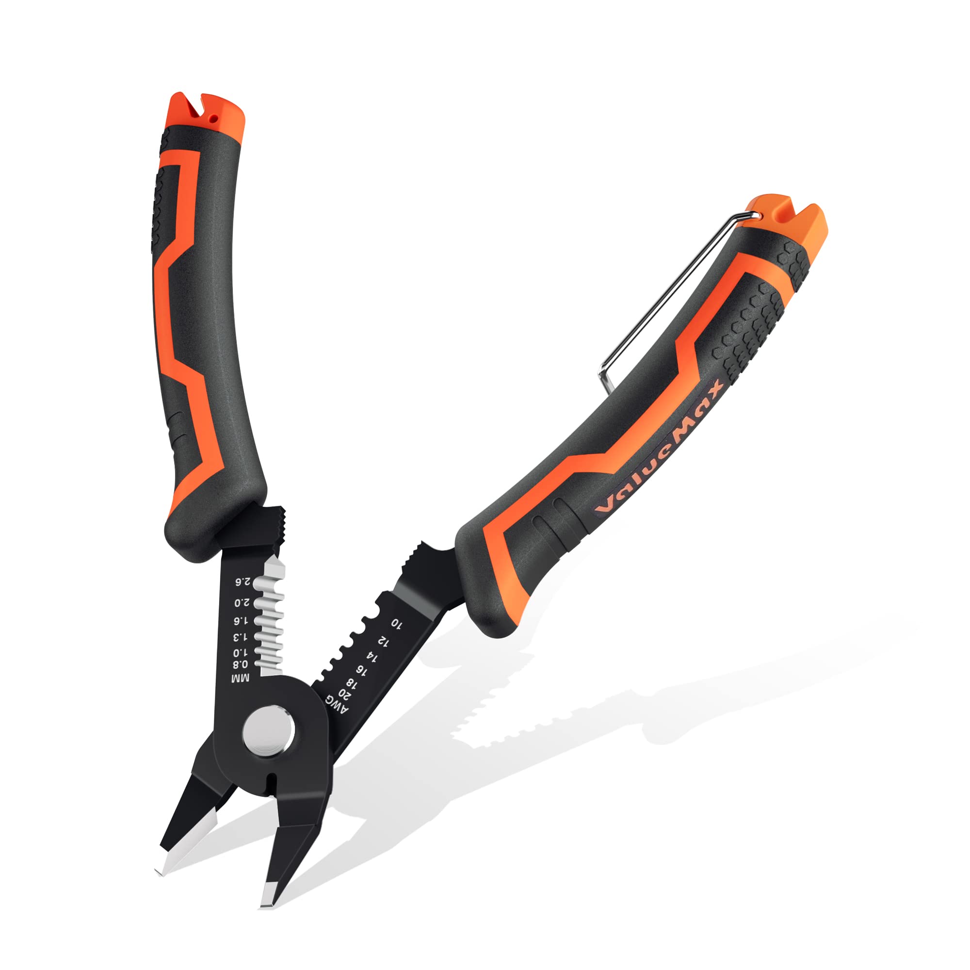 ValueMax 6-Inch Wire Cutter & Stripper, 3-in-1 Professional Cutting, Stripping and Crimping Tool (20–10 AWG), Flush Cutting Pliers with Safety Lock for Home Electrical Repair