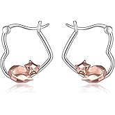 HKPATOP Animal Earrings Sterling Silver Heart Hoop Earrings Gifts for Women