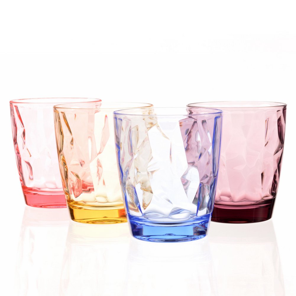 YINJOYI 300ml Plastic Tumblers Drinking Glasses Set Plastic Cups Water Juice Glassware Reusable
