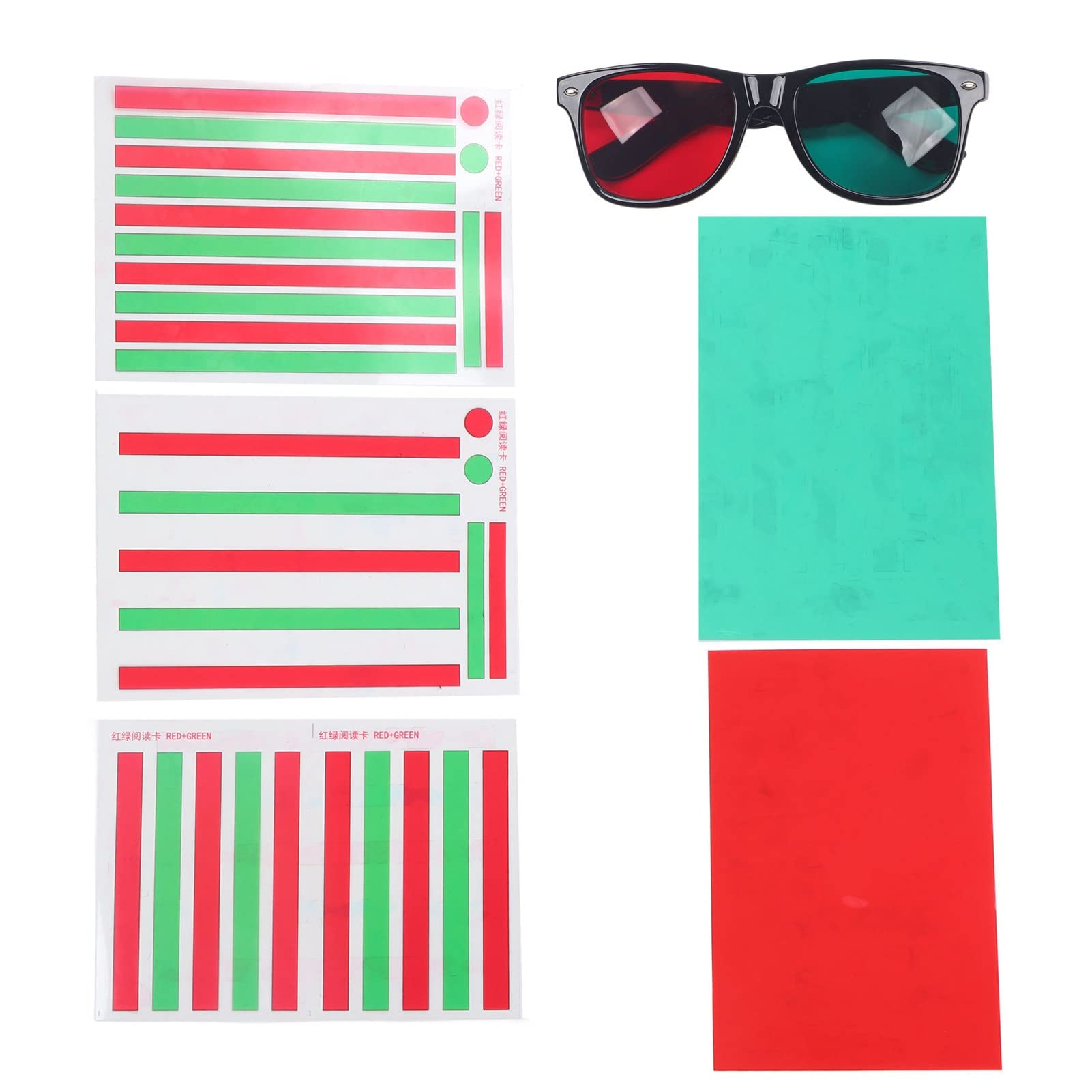 Photo 1 of Red Green Vision Correction Cards, Red Green Myopia Training Cards Disinhibit Training Reading Aids Myopia Strabismus Amblyopia Stereo Eye Training Reading Aids for Red Green