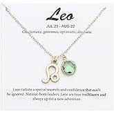 TGOLM 14k Gold Plated Zodiac Birthstone Crystal Pendant Necklace, Horoscope Sign Charm Necklace for Women Birthday Gift