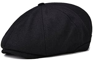 VOBOOM Men Wool Blend 8 Panel Newsboy Cap Herringbone Cabbie Flat Tweed Hat