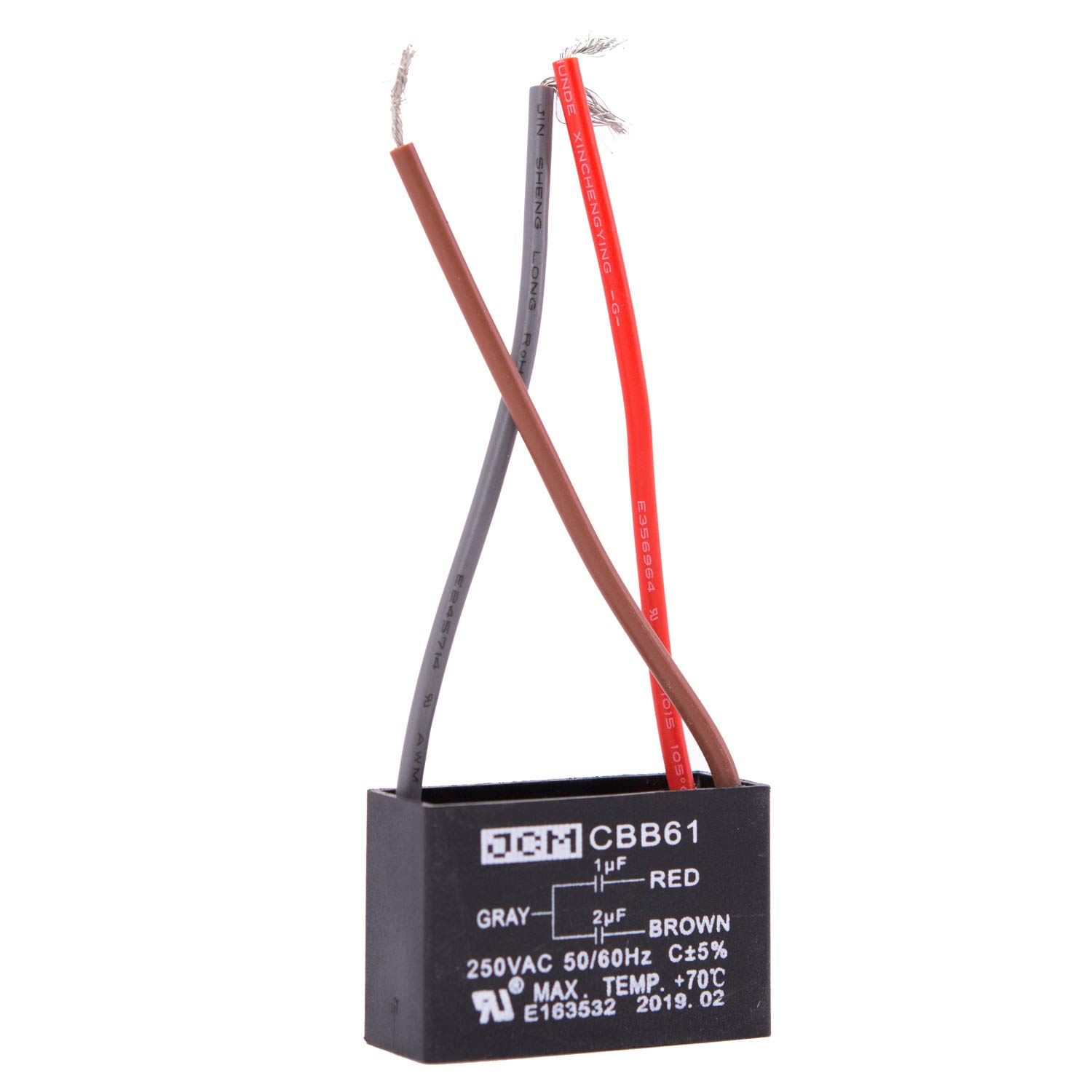 Jcm 3 Wire Ceiling Fan Capacitor 1 Uf 2 Uf 250vac 50 60 Hz Cbb61