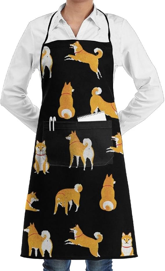 Amazon Co Jp 朗らか 秋田犬 レディース エプロン お洒落れ エプロン キッチンファブリック ポケット付き 男女兼用 服 ファッション小物