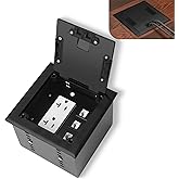 KYHSHJ Recessed Flat Hidden Socket Kit with 20 Amp Stainless Steel TR Receptacle Outlet Stainless+3-Port RJ45 Datacom Receptacle.Internal Height Adjustable,Corrosive Resistant Hardware,Black
