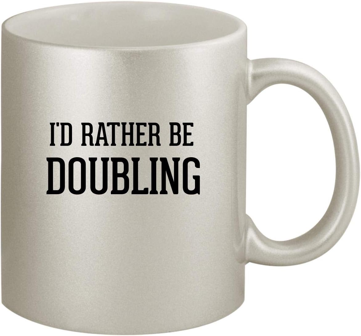 I'd Rather Be DOUBLING - Ceramic 11oz Silver Coffee Mug, Silver