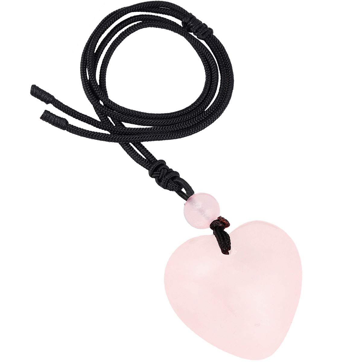 Nupuyai Rose Quartz Healing Crystal Heart Pendant Necklace for Women, Lucky Love Stone Pendant with Adjustable Cord, Reiki Yoga Meditation