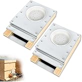 Wooden Bee Feeder for Outside Bee Hive Compatible with M ason Jar, Light Wood Bee Feeder for Hive Front Beehive Entrance, Wooden Bee Sugar Water Feeder Beekeeping Supplies, 2 Pack