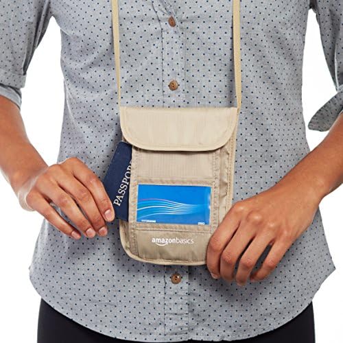 Amazon Basics RFID Travel Neck Passport Holder Wallet - Khaki 2 Amazon Basics RFID Travel Neck Passport Holder Wallet - Khaki