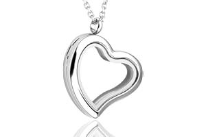Jovivi Teardrop/Heart Floating Charm Memory Locket Necklace - 316 Surgical Stainless Steel Buckle Closure