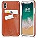 KAVAJ iPhone X/XS Case Leather Tokyo Cognac-Brown, Supports Wireless Charging (Qi), Slim-Fit Genuine Leather iPhone X Wallet Case Leather Bumper Case with Business Card Holder Cover