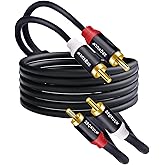 ZEQKULW 2RCA Audio Cable 15 ft 2RCA Male to 2RCA Male Stereo Audio RCA Cables Dual Shielded Gold-Plated 2 RCA Stereo Cable for car Audio Cord, Hi-Fi Systems or Home Theater, HDTV (Black, 15FT)