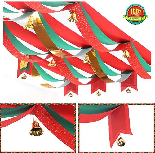 Spideer Christmas Decoration 3m Ceiling Banner Wave Flag with Hanging Balls Bells Christmas Colorful Party Decoration Ornaments Set