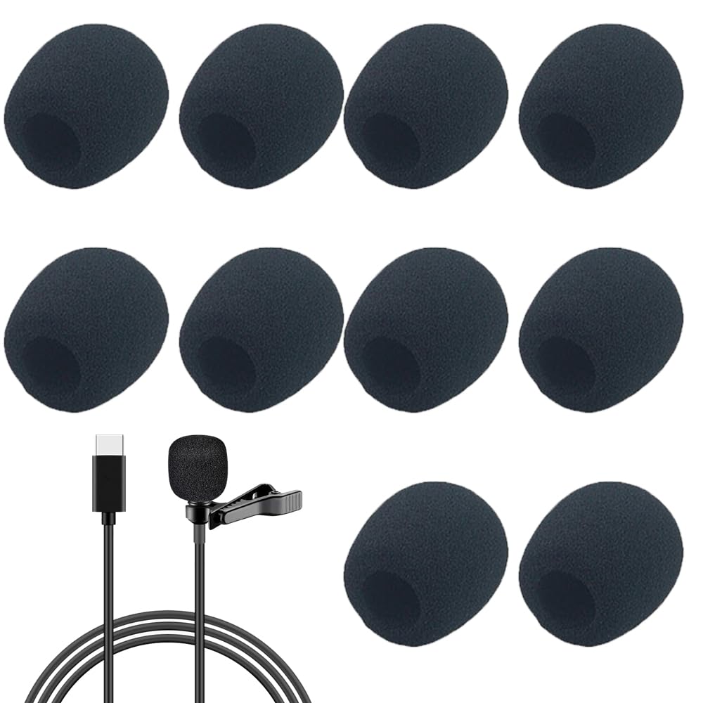 10 Pcs Microphone Covers Foam M2 Headset Foam Mic Covers Microphone Protector for Conference Room, Black