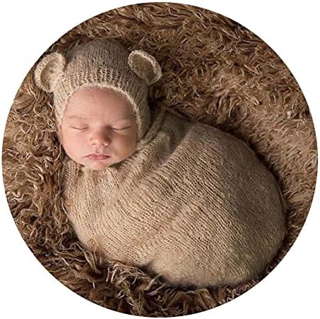 Cute Newborn Baby Boy Girl Outfits Costume Photography Props Hat Sleeping Bag (Khaki)