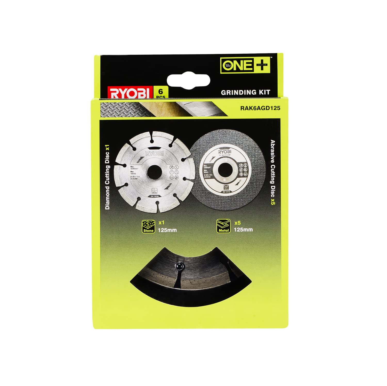 Ryobi RAK6AGD125 Angle Grinder 125mm Cutting Kit (6 Piece)