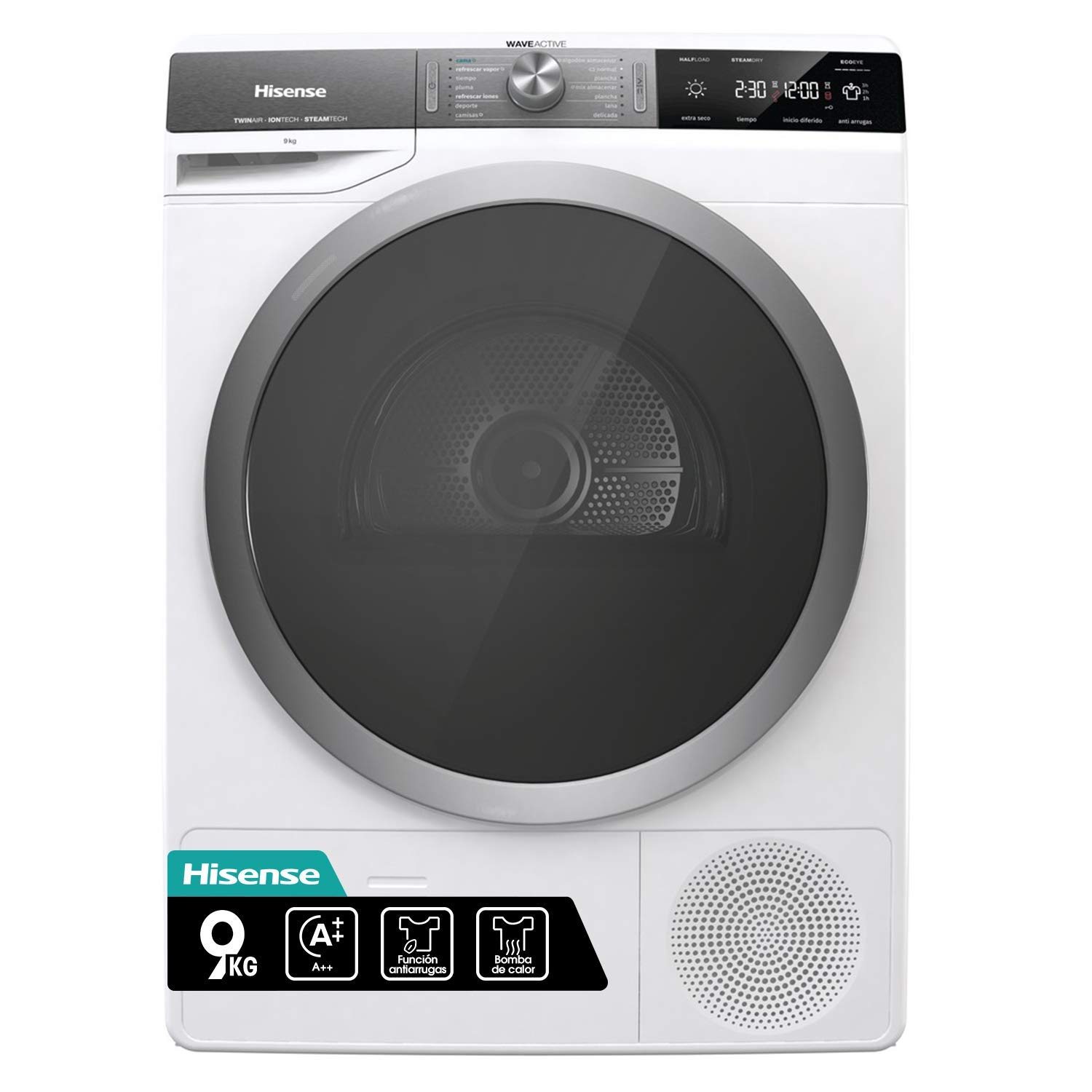 Hisense-DHGS90M-Secadora-con-Bomba-de-Calor-Tratamiento-con-Vapor-Carga-Frontal-9-Kg-Motor-Eficiente-Inverter