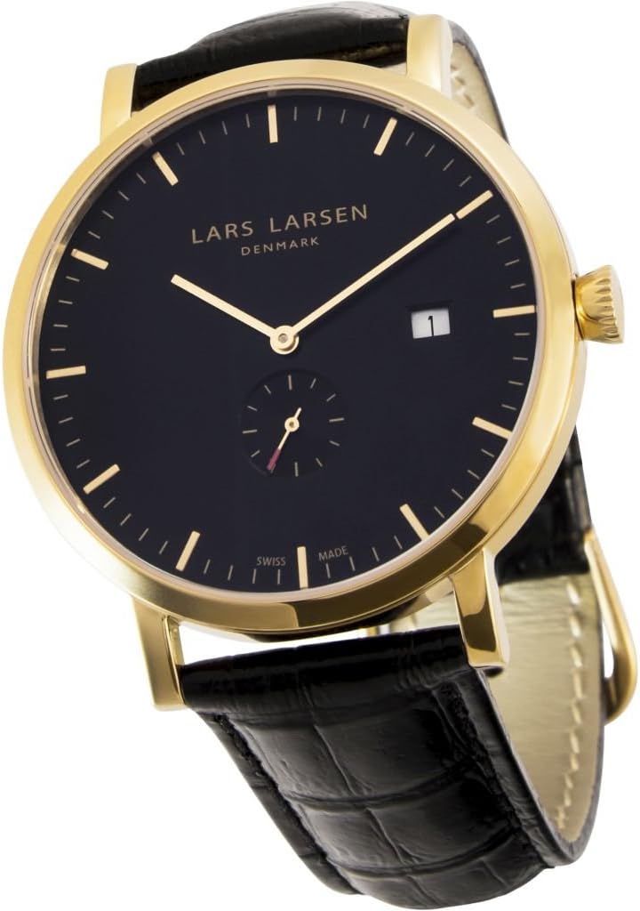 Lars Larsen Sebastian Men's Quartz Watch with Black Dial Analogue Display and Black Leather Strap 131GBLBL