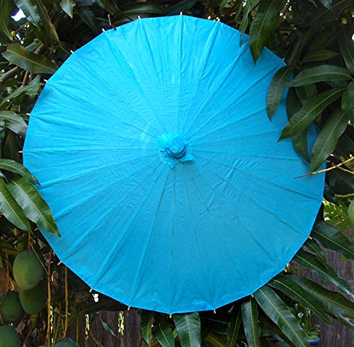 Quasimoon PaperLanternStore.com 20" Turquoise Paper Parasol Umbrella