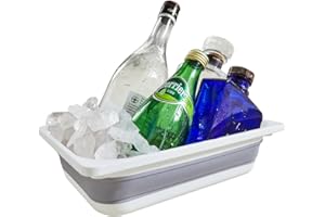 Beright Collapsible Storage Bin, Wash Basin Folding Dish Tub Sink, Space Saving for Dishing, Fruit and Camping, Hiking and Home, Grey, Large, 1 Pack