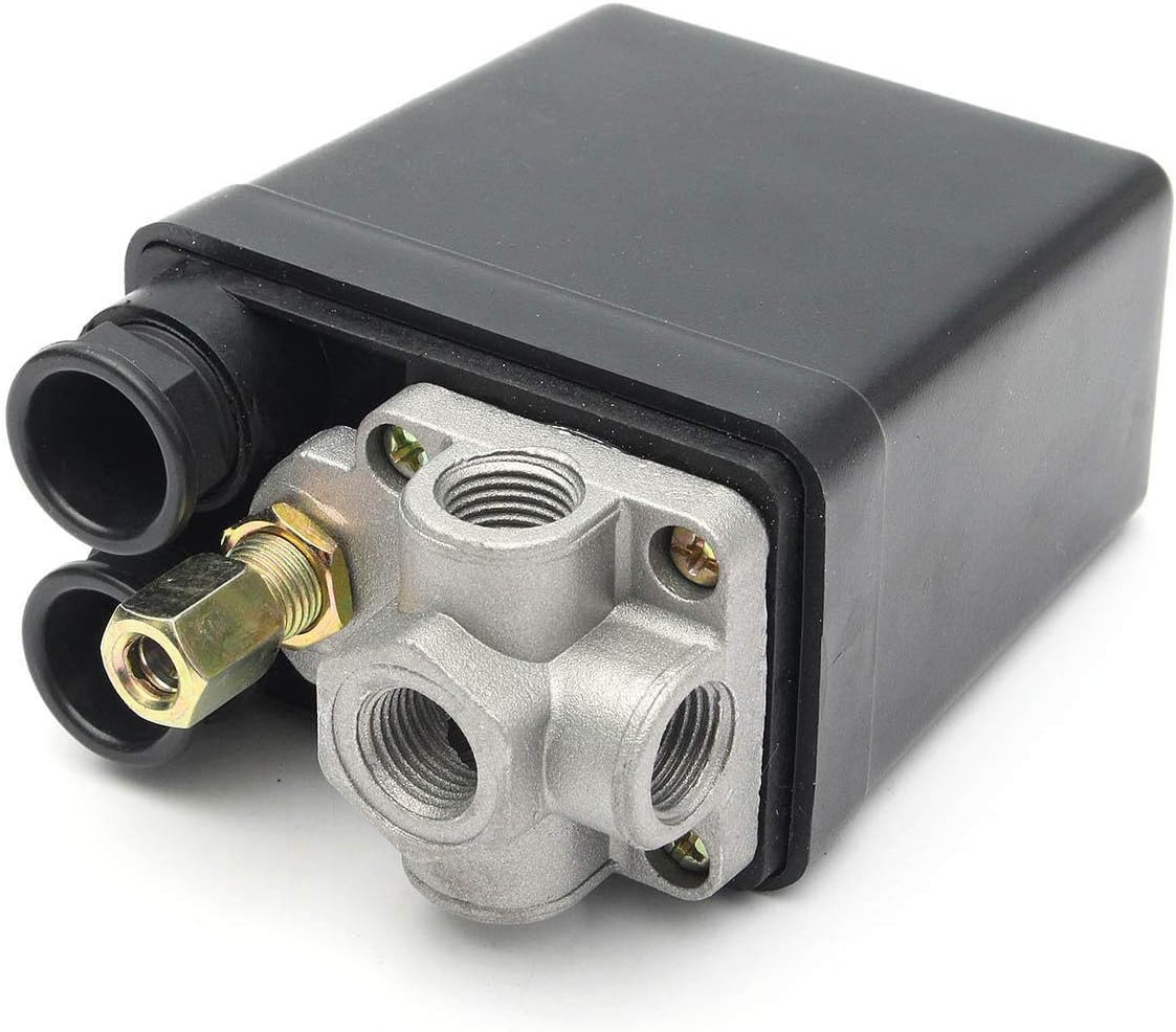 SenQing 220V 1/4inch 4 Pressure Switch with Safety Valve Gauge Port Single Phase Air Compressor Electric Pump