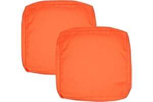 FLYMEI Patio Cushion Covers 24x24x4 Waterproof Outdoor Cushion Cover Replacement 2Packs Outdoor Seat Cushion Slipcover for Outdoor Rattan Chair Sofa, Orange